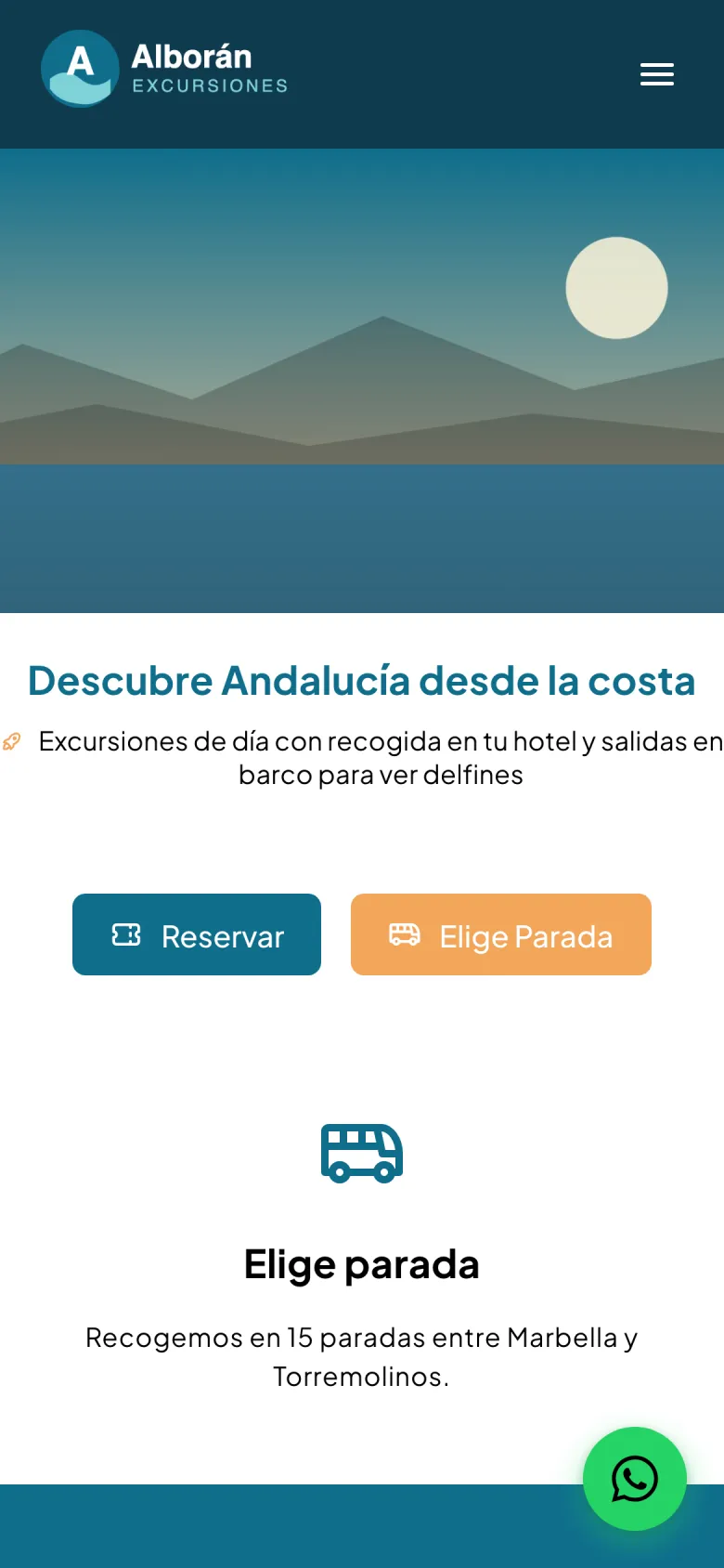 Portada del carrito en el móvil con los botones Reservar y Elige parada